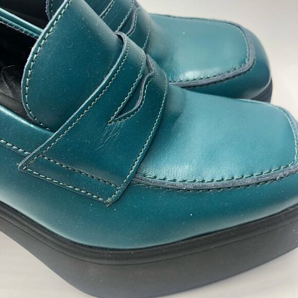 Free People Women's Zoe Slip On Loafers Platform Heels Jade Size EU 40 / Us 10 - Picture 3 of 11